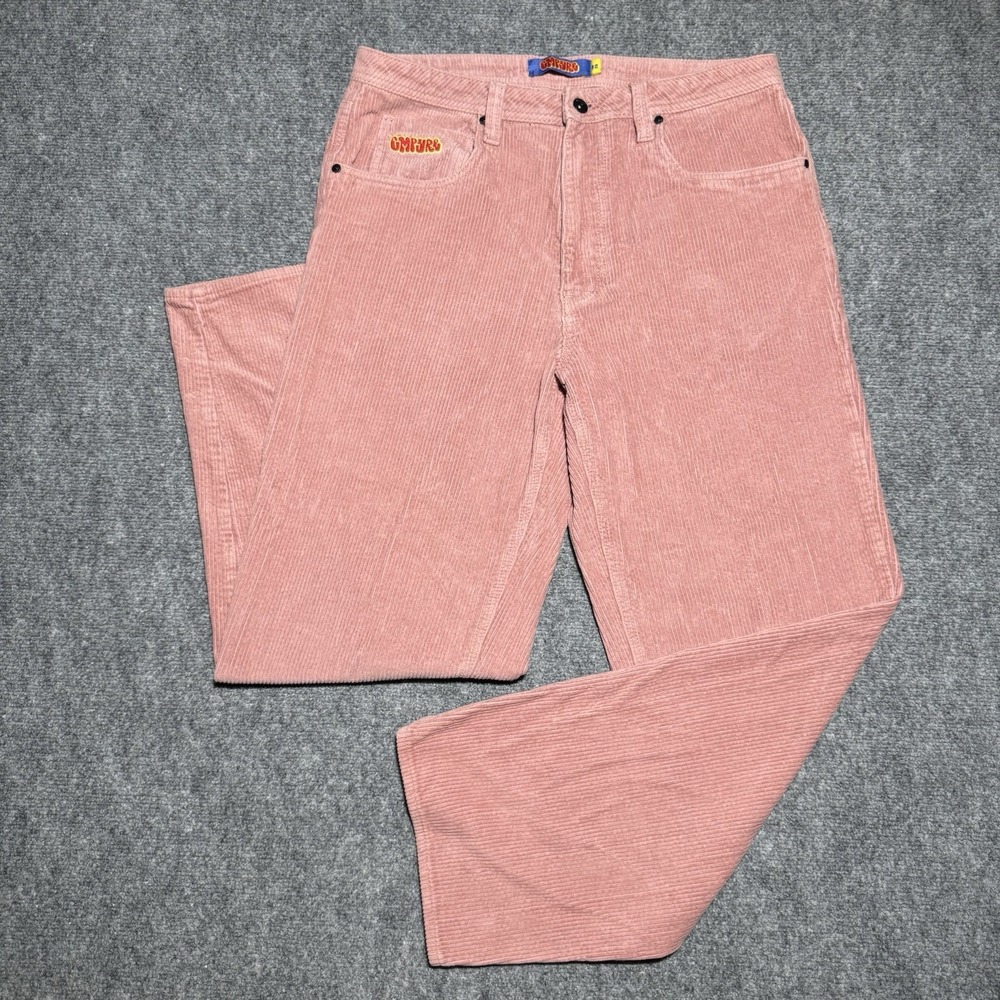 Empyre Relax Fit Corduroy Pants Men Tag 32 Dusty Rose Pink Y2K Wide Leg 34x29.5